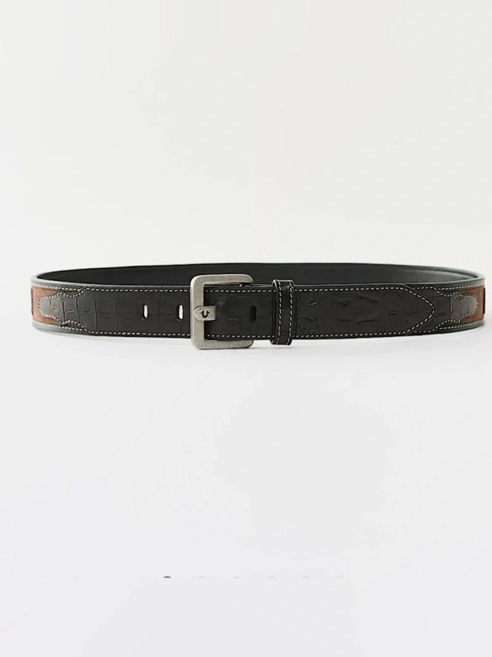 Men's True Religion crocodile print western belt Sz 36